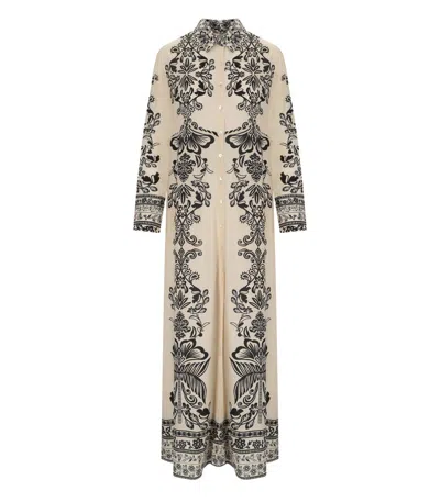 Pahiesa Formentera Ecru Shirt Dress In Multi
