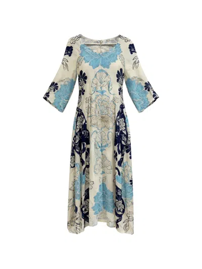 Pahiesa Formentera Floral-print Belted Midi Dress In Multi