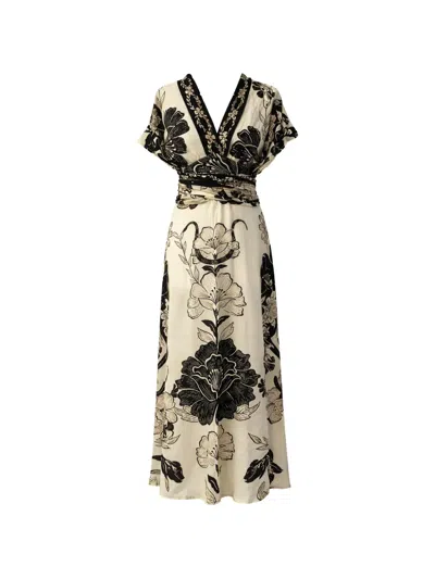 Pahiesa Formentera Floral-print V-neck Maxi Dress In Neutral