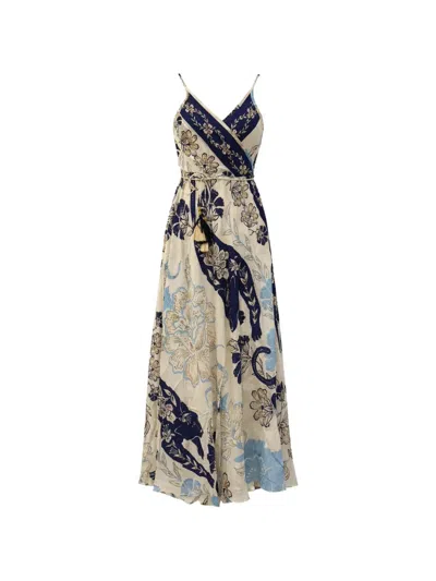 Pahiesa Formentera Floral-print Wrap Maxi Dress In Neutral