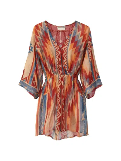 Pahiesa Formentera Geometric-print V-neck Mini Dress In Multi