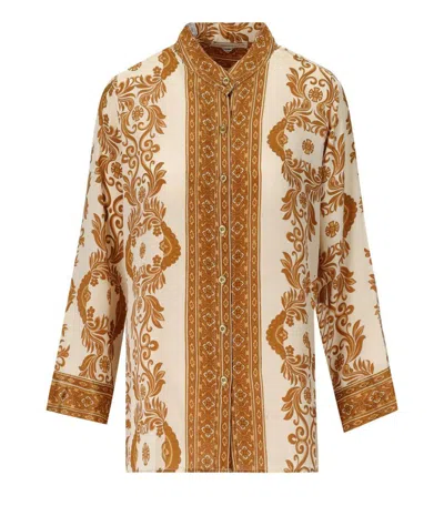 Pahiesa Formentera Gold Shirt With Mandarin Collar