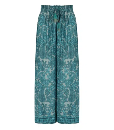 Pahiesa Formentera Light Blue Patterned Trousers