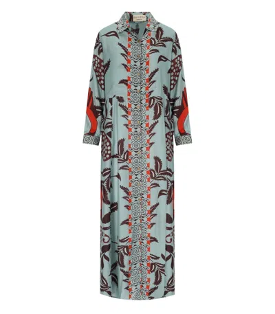 Pahiesa Formentera Light Blue Shirt Dress In Multi