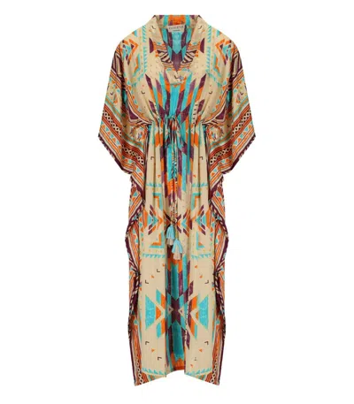 Pahiesa Formentera Muticolored Kaftan Dress In Multi