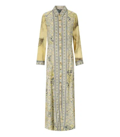 Pahiesa Formentera Pahesia Formentera Light Blue And Yellow Long Shirt Dress
