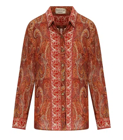 Pahiesa Formentera Paisley-print Long-sleeve Shirt In Orange