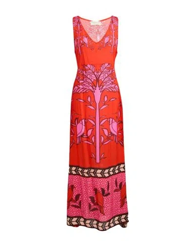 Pahiesa Formentera Woman Maxi Dress Tomato Red Size Onesize Viscose In Multi