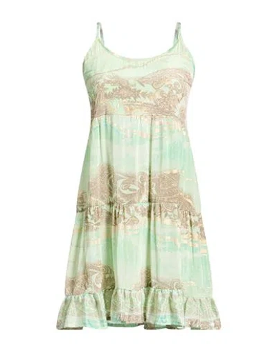 Pahiesa Formentera Woman Mini Dress Light Green Size S Silk