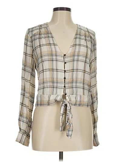 Pre-owned Paige 3/4 Sleeve Blouse In Tan