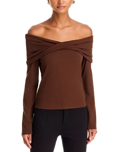 Paige Aaliya Off The Shoulder Top In Brown