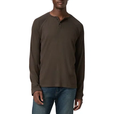 Paige Abaroa Thermal Knit Henley In Brown