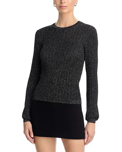 Paige Adela Metallic Ribbed Sweater In Black