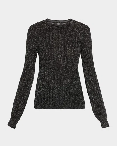 Paige Adela Metallic Ribbed Sweater In Black