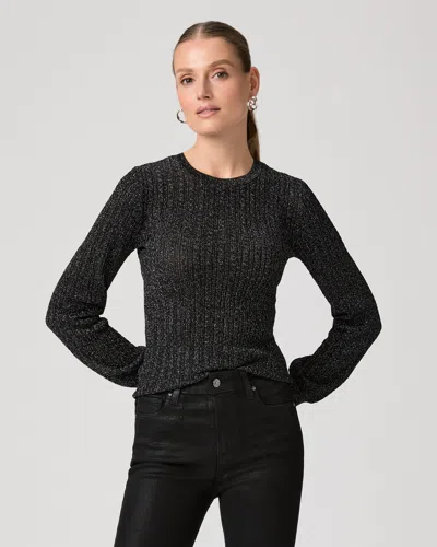 Paige Adela Metallic Ribbed Sweater In Black