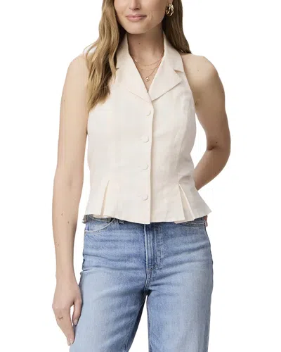 Paige Adria Sleeveless Button Front Halter Top In White