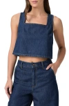 Paige Aelita Sleeveless Square-neck Eyelet Cropped Top In Blue
