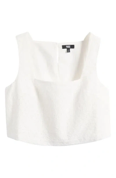 Paige Aelita Square-neck Eyelet Cropped Top In White