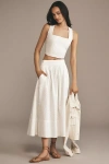 Paige Aelita Square-neck Eyelet Cropped Top In White