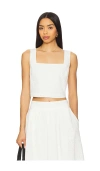 Paige Aelita Square-neck Eyelet Cropped Top In White