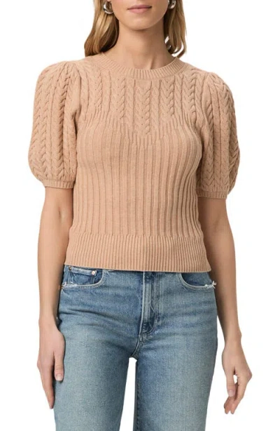 Paige Aeris Rib Cable Stitch Top In Soft Camel