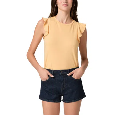 Paige Alaria Flutter Sleeve Pima Cotton Top In Yellow