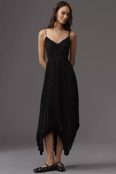 Paige Alessandra V-neck Pleated Maxi Dress In Black