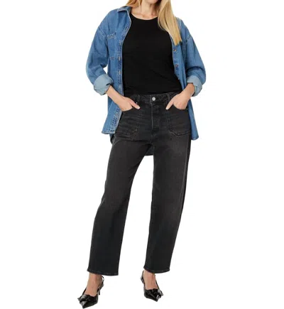 Paige Alexis Covered Button Fly Utility Pocket Jean In Viper Black