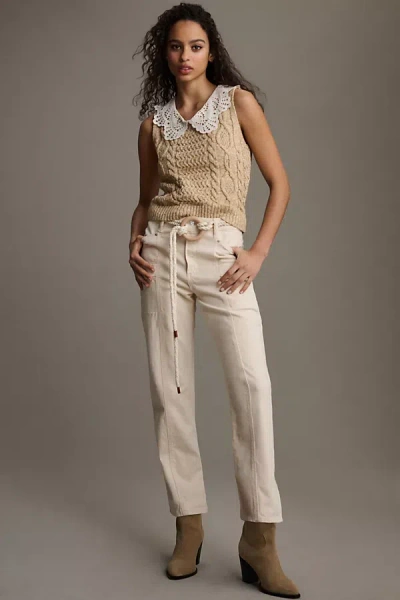 Paige Alexis High-rise Tapered Cargo Jeans In Beige