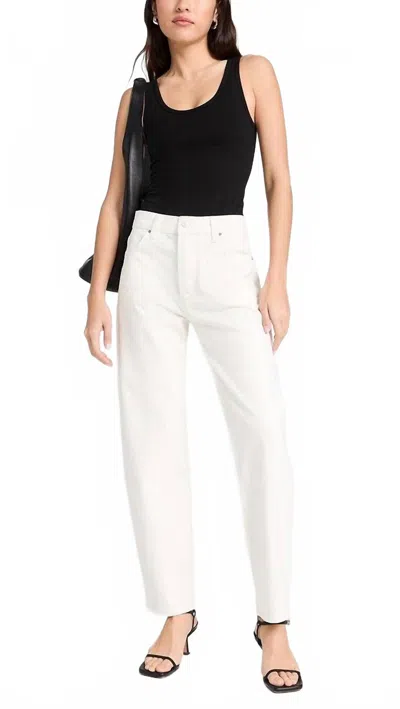 Paige Alexis Tonal Slight Barrel Jeans In Ecru In White