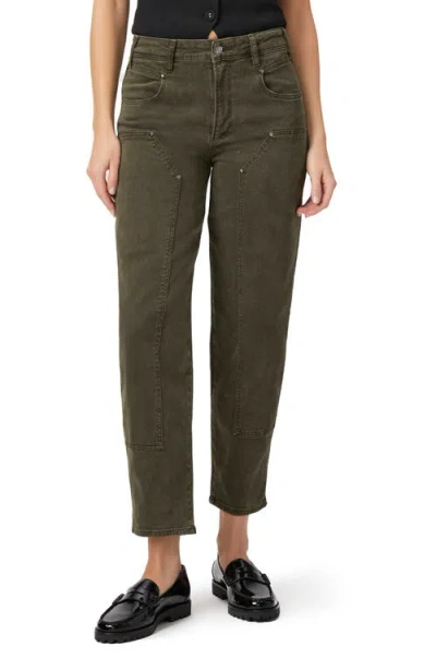 Paige Alexis Workwear High Waist Barrel Pants In Vintage Bayou Green