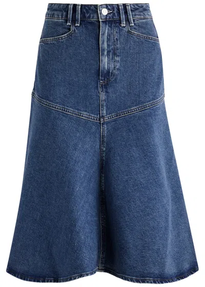 Paige Alice Stretch-denim Midi Skirt In Blue