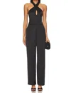 Paige Almara Pleated Satin Wide-leg Jumpsuit In Black