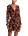 Paige Alison Silk Printed Ruffle Mini Dress In Brown
