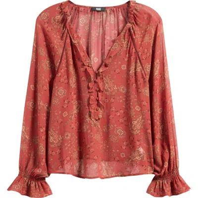 Paige Alison Tie Neck Silk Top In Brown