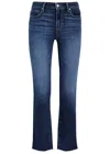 Paige Manhattan High Waist Bootcut Jeans In Dark Blue