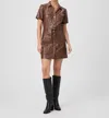 Paige Amina Faux Leather Mini Shirtdress In Multi
