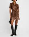 Paige Amina Faux Leather Mini Shirtdress In Landslide