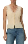 Paige Ancona Lace Trim Silk Tank In Apricot Dust