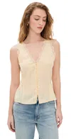 Paige Ancona Lace Trim Silk Tank In Apricot Dust