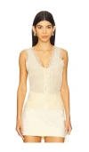 Paige Ancona Lace Trim Silk Tank In Lemon