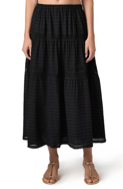 Paige Cotton Embroidered Andres Maxi Skirt In Black