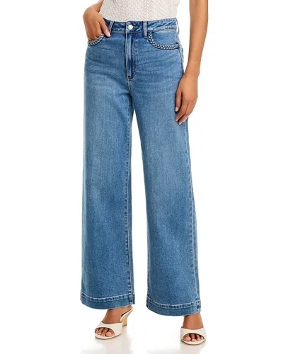 Paige Anessa 31 High Rise Wide Leg Jeans In Encino In Blue