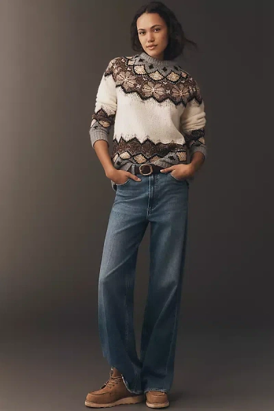 Paige Anessa 31 High-rise Wide-leg Jeans In Multi