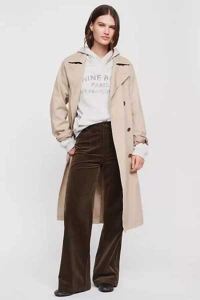 Paige Anessa 31" High Rise Wide Leg Utility Jeans In Green