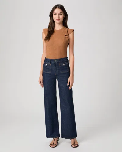 Paige Anessa Button Pocket High Waist Wide Leg Jeans In Blue