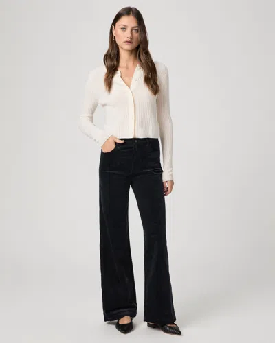 Paige Anessa High Rise Wide Leg Pant In Navy Corduroy In Black