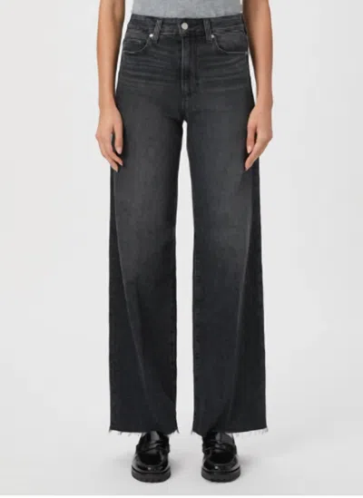 Paige Anessa High Rise Wide Leg Jeans In Viper Black Distressed