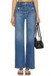Paige Anessa Seamed Patch Pockets Jeans Paley In Blue