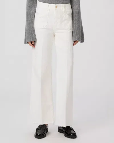 Paige Anessa 31" With Utility Pockets And Raw Hem Jean In Tonal Ecru In White